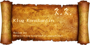 Klug Konstantin névjegykártya